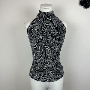Vintage Cache Top Womens Small Black Paisley Party 90s Y2K USA Made Whimsigoth